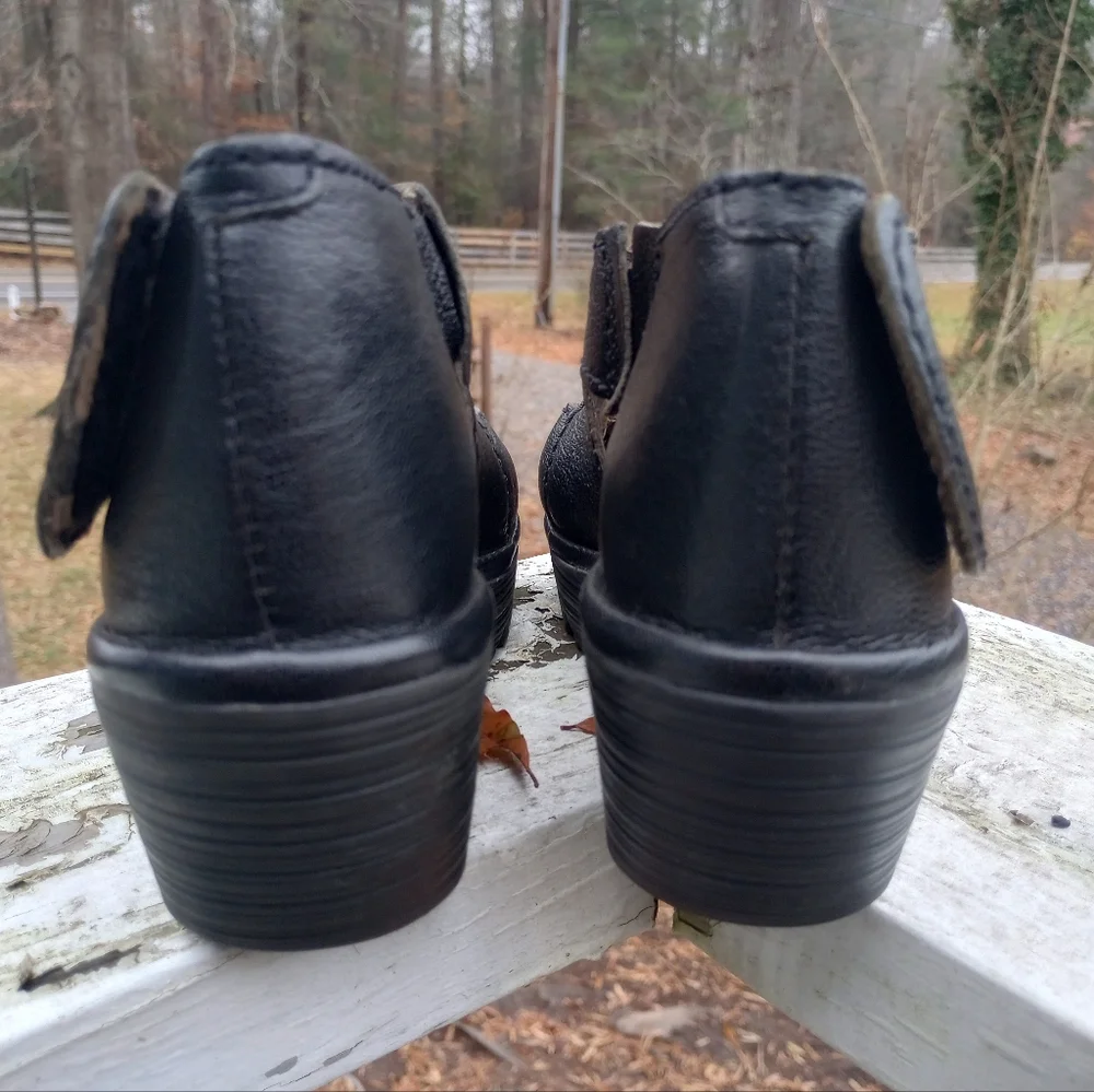 Fly London Mary Jane Style Wedge Black Leather Size 39